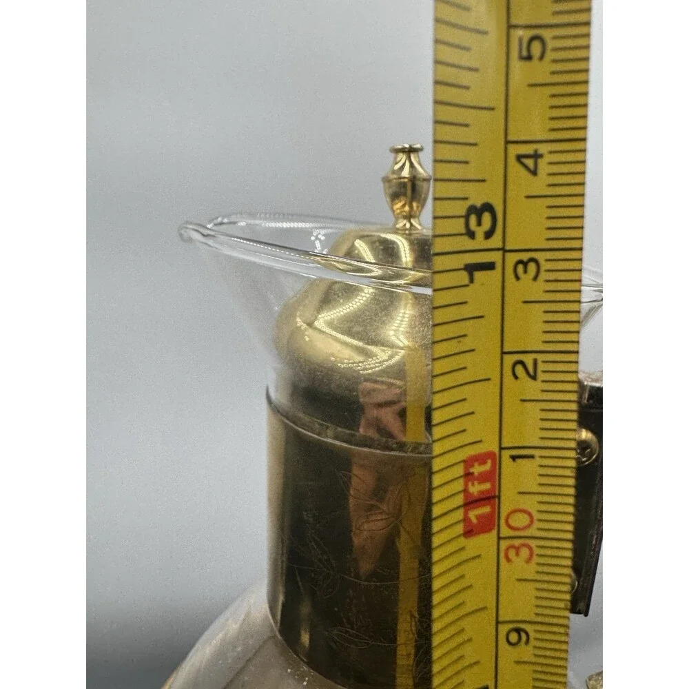 Vintage Princess House Heritage Crystal & BrassCoffee Tea Pot Carafe Warmer